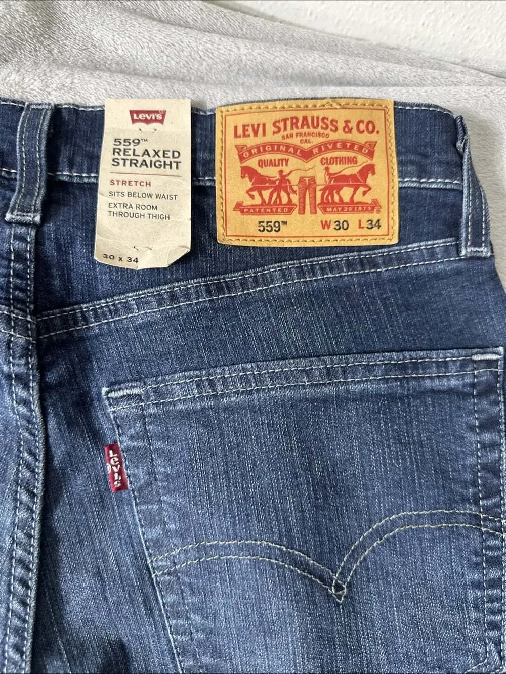 Levi’s 559 Men’s Jeans 30x34 Relaxed Straight Stretch Blue Denim